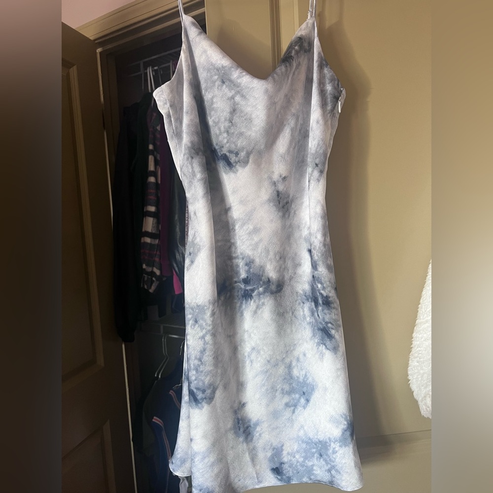 BLUE AND WHITE MINI DRESS